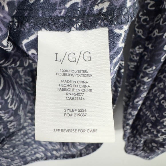 Cabi Shirt Womens L Blue White Love Script Long Sleeve Romantic‎ Career Relaxed - Picture 7 of 8